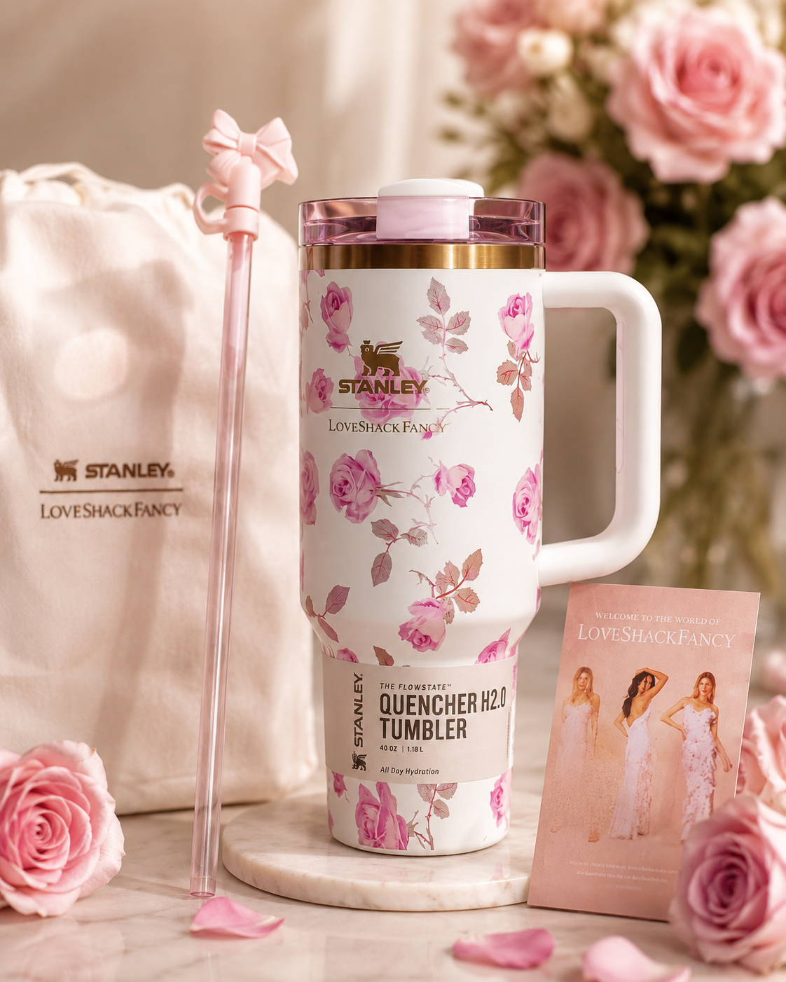 Stanley x LoveShackFancy Quencher Tumbler 40oz - Floral Rose colorway