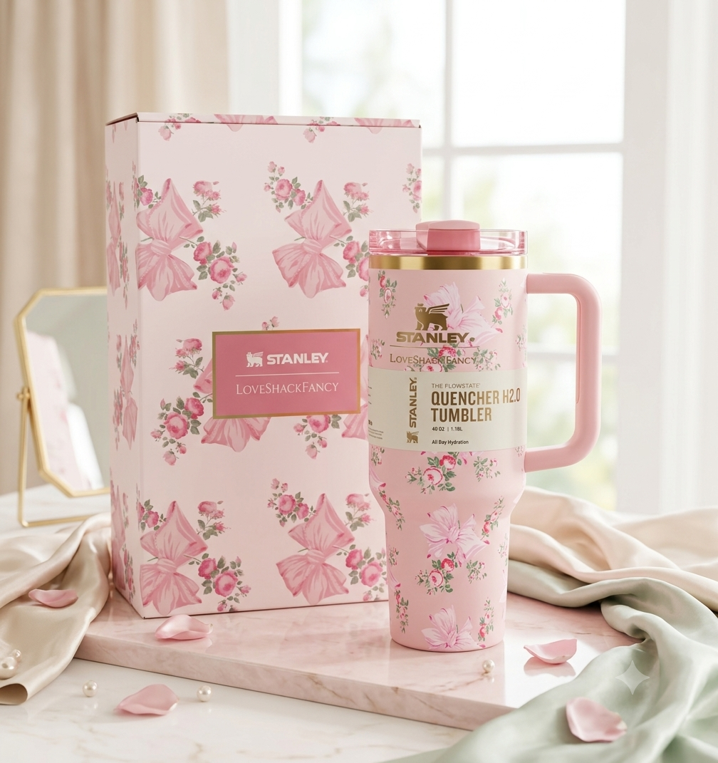 Stanley x LoveShackFancy Quencher H2.0 40oz Tumbler - limited edition floral gift box