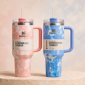 Cloud Tie-Dye Duo bundle with pink and blue 40oz handled tumblers